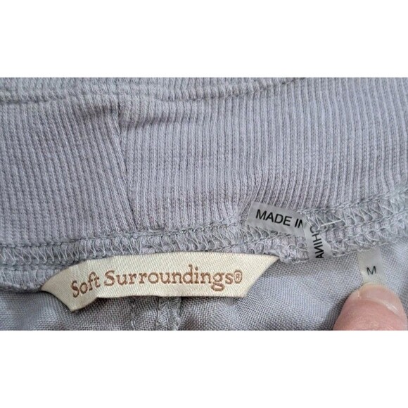 Soft Surroundings Womens Medium Gray Wide Leg Elastic Waist Pull On Cargo Pants - Picture 4 of 12